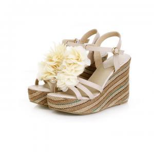 ! Womens Beautiful Flower Wedge Platform Sandals